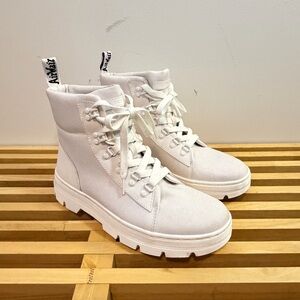 Dr. Martens Combs White Canvas 8-Eye Combat Boots